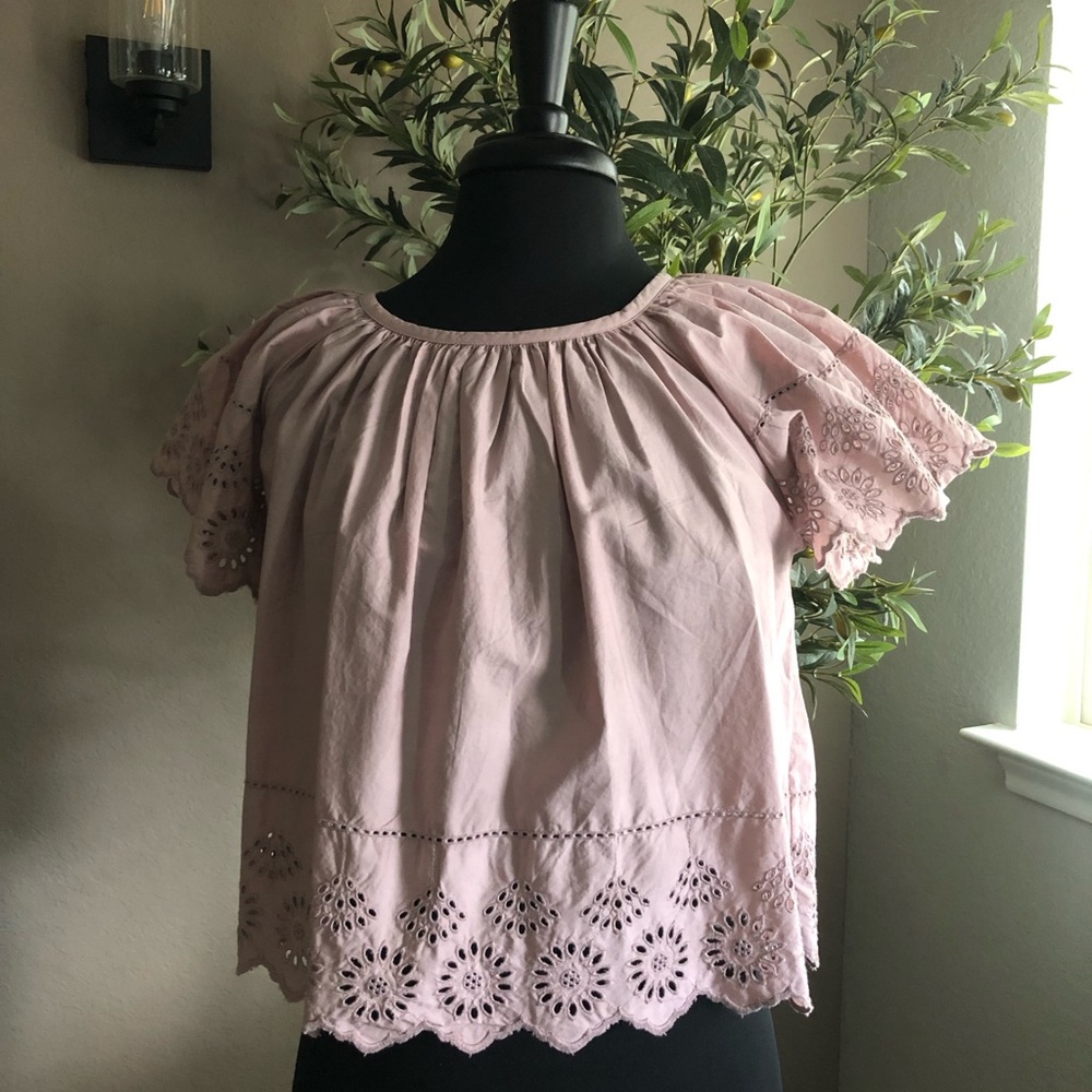Pink Eyelet Top